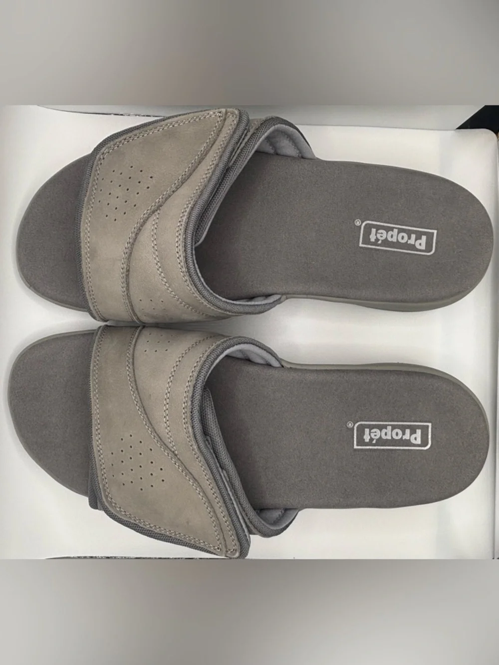 Propet Men's Gray Adjustable Slide Sandals